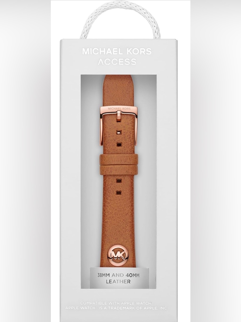 Michael Kors Apple Watch Leather Band Tan Rose Gold 38/40/41mm NIB